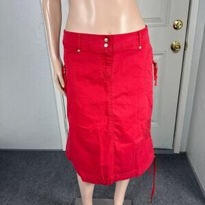 NEW Oilily Skirt Women's 38 Cotton Pockets Floral Embroidered Cotton AA23